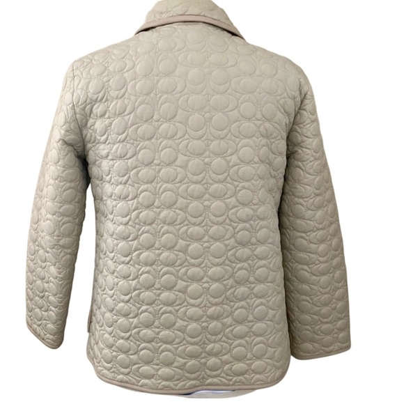 Coach Signature quilted jacket leather trim medium lightweight off white cream - Picture 2 of 9